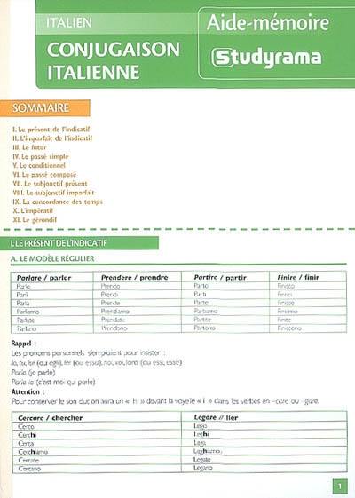 Conjugaison italienne