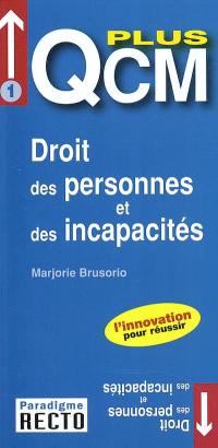 QCM plus droit des personnes et des incapacités