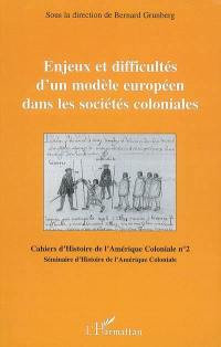 Cahiers d'histoire de l'Amérique coloniale, n° 2. Enjeux et difficultés d'un modèle européen dans les sociétés coloniales