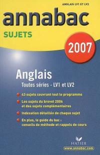 Anglais, séries L, ES, S (LV1 et LV2), séries technologiques (LV1)