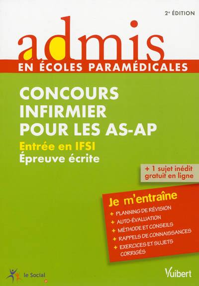 Concours infirmier pour les AS-AP : entrée en IFSI : épreuve écrite