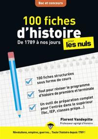 100 fiches d'histoire pour les nuls : de 1789 à nos jours : bac et concours