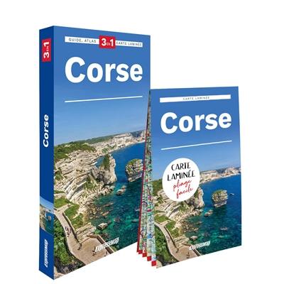 Corse : 3 en 1 : guide, atlas, carte laminée