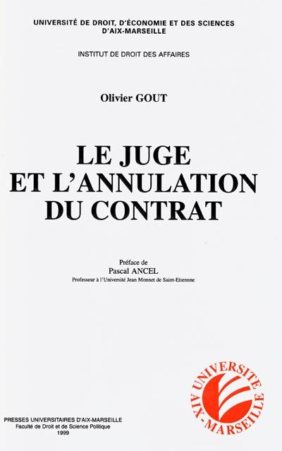 Le juge et l'annulation du contrat