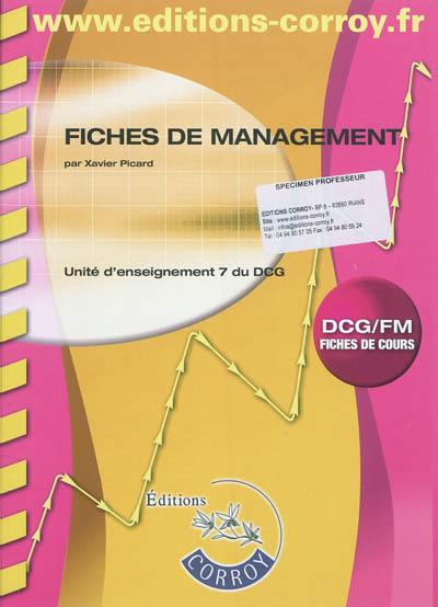 Fiches de management : unité d'enseignement 7 du DCG : fiches de cours