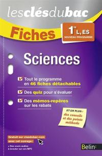 Sciences 1re L, ES : nouveau programme