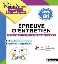 Epreuve d'entretien CRPE, Capes, Capet, Capeps, CAPLP, CACPE : motivation et projection, valeurs de la République : oral 2025-2026