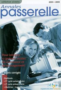 Annales des épreuves du concours Passerelle ESC 2003 : sujets et corrigés