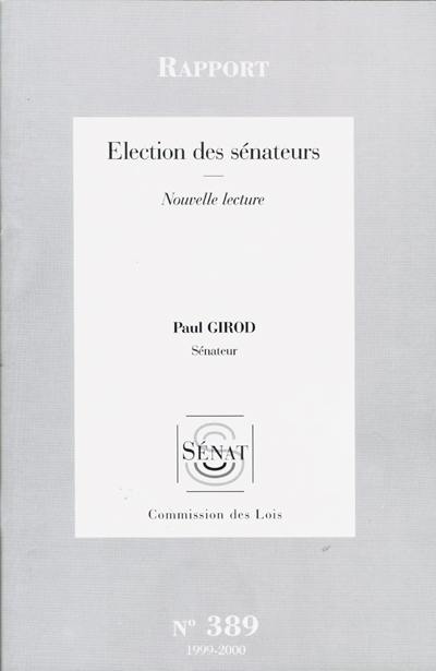 Election des sénateurs : rapport, nouvelle lecture