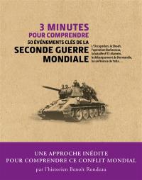 3 minutes pour comprendre 50 événements clés de la Seconde Guerre mondiale : l'Occupation, la Shoah, l'opération Barbarossa, la bataille d'El-Alamein, le débarquement de Normandie, la conférence de Yalta...