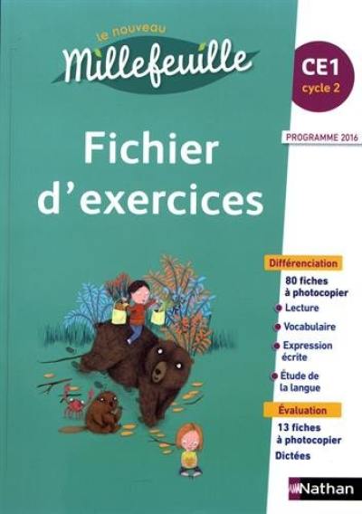 Le nouveau Millefeuille CE1, cycle 2 : fichier d'exercices : programme 2016