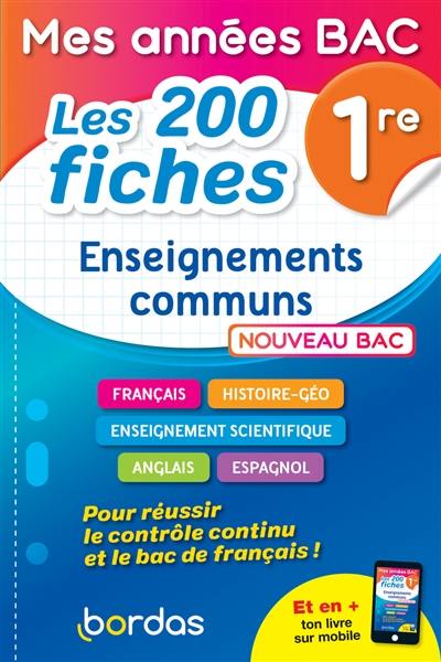 Les 200 fiches : enseignements communs, 1re