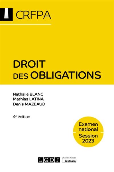 Droit des obligations : examen national, session 2023