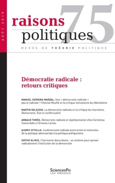 Raisons politiques, n° 75. Démocratie radicale : retours critiques