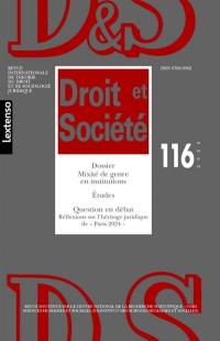 Droit et société, n° 116. Mixité de genre en institutions