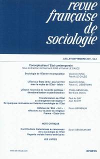 Revue française de sociologie, n° 52-3. Conceptualiser l'Etat contemporain