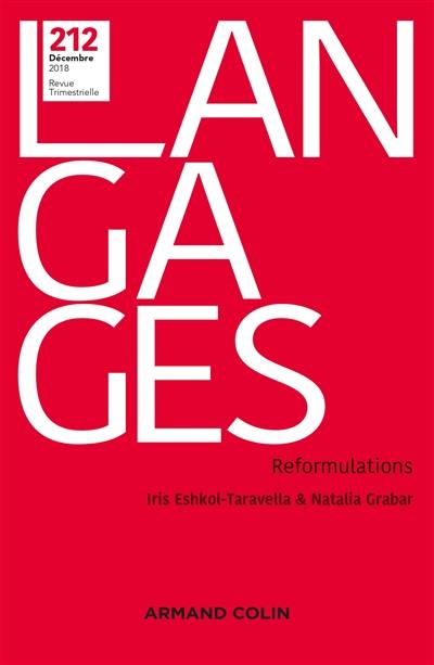 Langages, n° 212. Reformulations