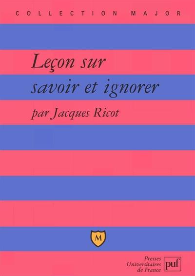 Leçon sur savoir et ignorer