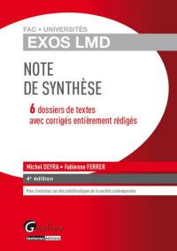 Note de synthèse : 6 dossiers de textes avec corrigés entièrement rédigés