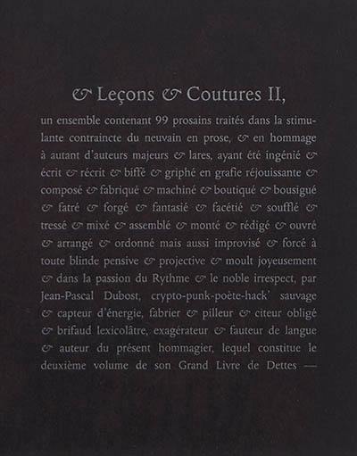 Et leçons & coutures. Vol. 2