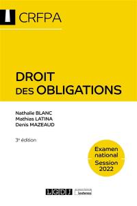 Droit des obligations : examen national, session 2022