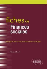 Fiches de finances sociales : rappels de cours et exercices corrigés