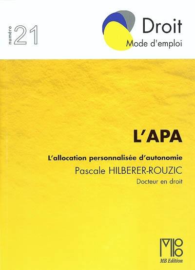 L'APA : l'allocation personnalisée d'autonomie