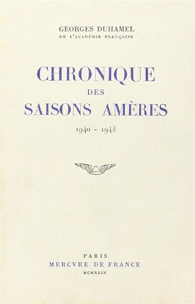 Chronique des saisons amères