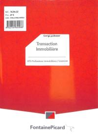 Transaction immobilière BTS professions immobilières, licence : corrigé professeur