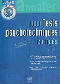 1.000 tests psychotechniques corrigés. Vol. 2