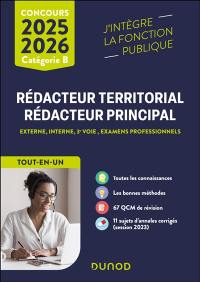 Rédacteur territorial, rédacteur principal, concours 2025-2026, catégorie B : externe, interne, 3e voie, examens professionnels : tout-en-un