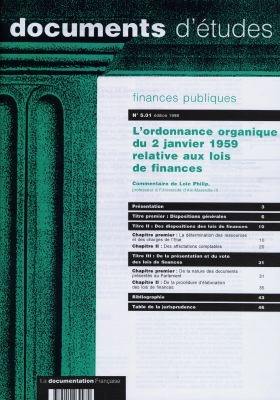 L'ordonnance organique du 2 janvier 1959 relative aux lois de finances