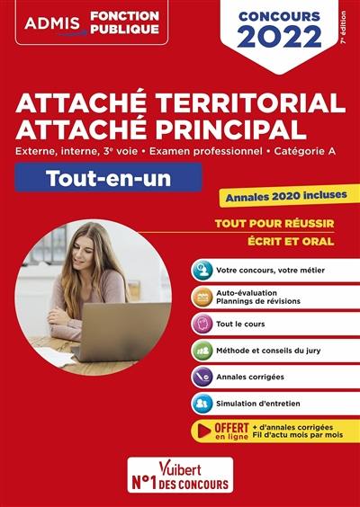 Attaché territorial, attaché principal : externe, interne, 3e voie, examen professionnel, catégorie A : tout-en-un, concours 2022