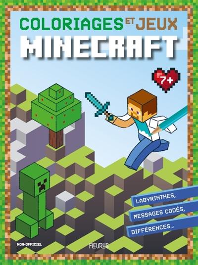 Coloriages et jeux Minecraft : labyrinthes, messages codés, différences...