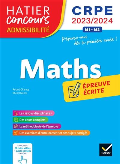 Maths : épreuve écrite d'admissibilité : CRPE 2023-2024, M1-M2